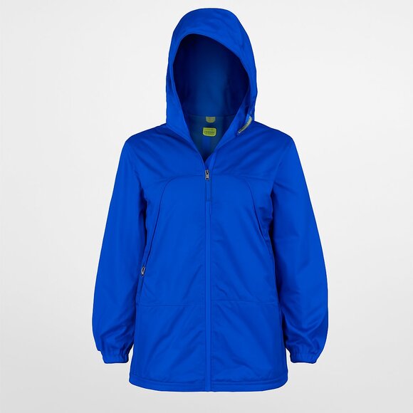 Cabelas Women’s Packable Windbreaker Large Blue Vented Hooded Full Zip - Picture 1 of 13